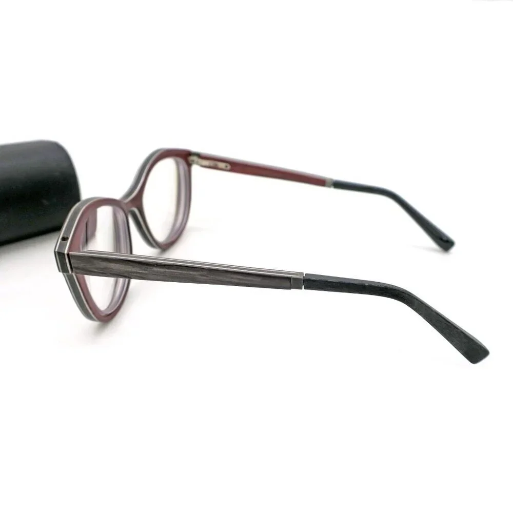GOLD & WOOD Dea 01.03 Grey Oak Women's Semi Cat Eye Eyeglasses Frames 52-17-140